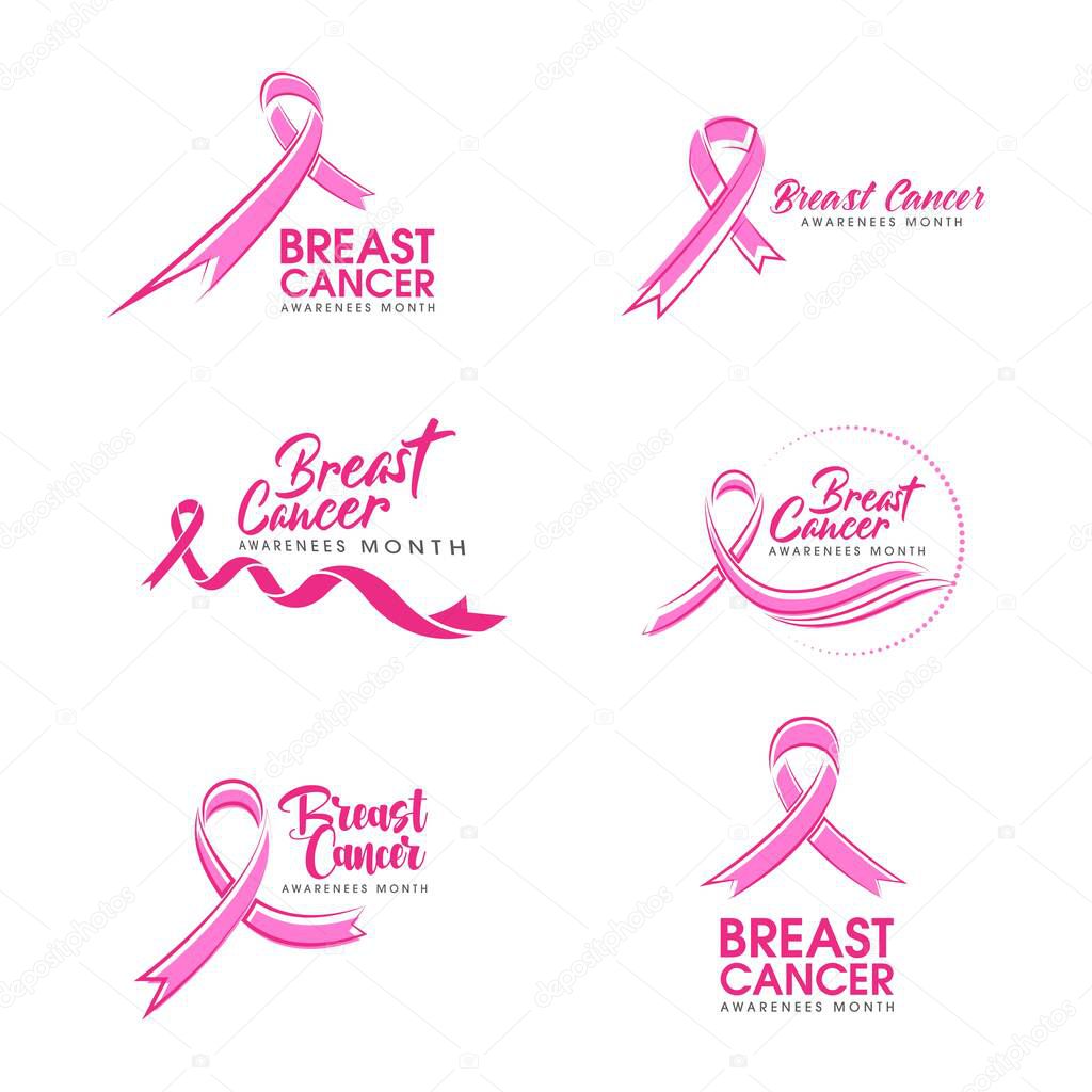 Pink ribbon breast cancer Vector illustration design