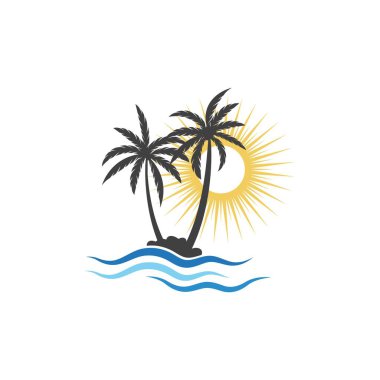 Palmiye ağacı logo şablonu vektör çizimi