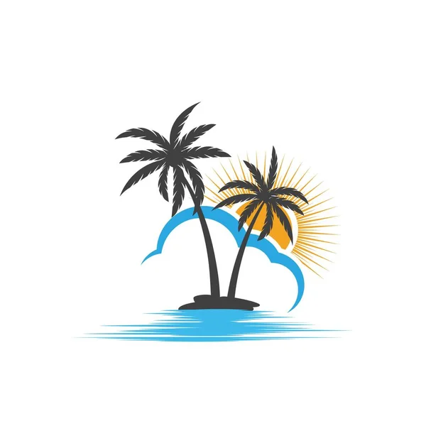 Palm Boom Zomer Logo Template Vector Illustratie — Stockvector