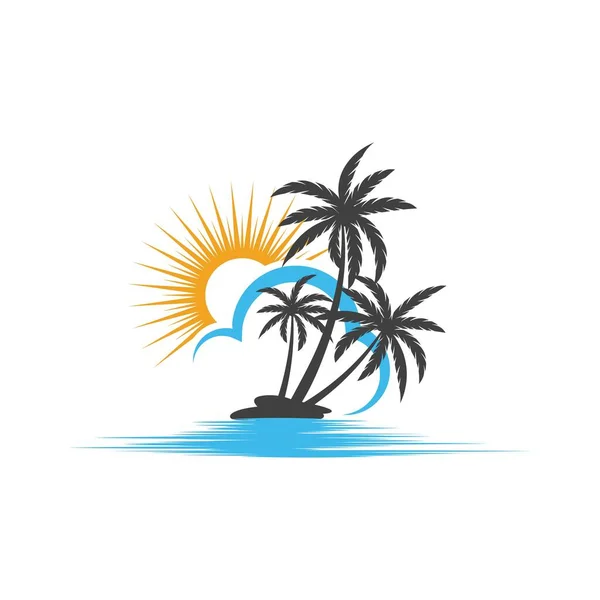 Palm Boom Zomer Logo Template Vector Illustratie — Stockvector