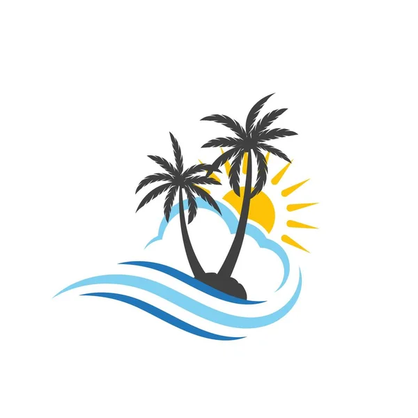 Palm Träd Sommar Logotyp Mall Vektor Illustration — Stock vektor