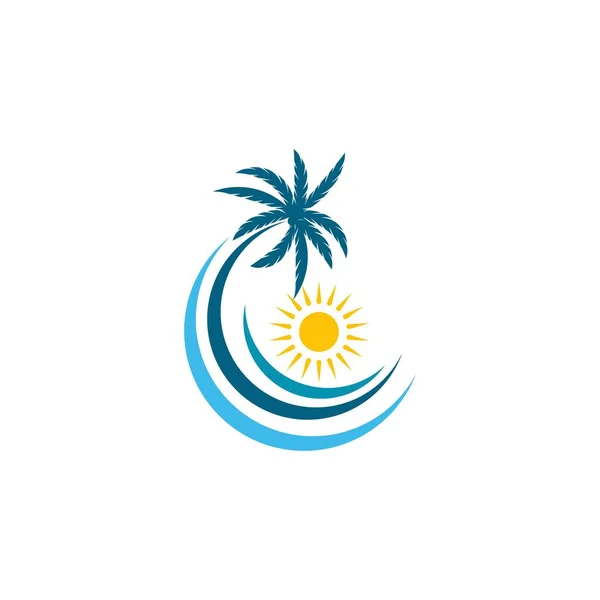 Palmera Verano Logo Plantilla Vector Ilustración — Vector de stock