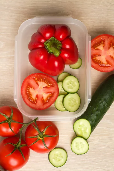 Pepino Tomate Pimenta Legumes — Fotografia de Stock