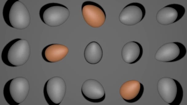 Como Todos Muchos Huevos Giran Tienen Diferentes Colores — Vídeos de Stock