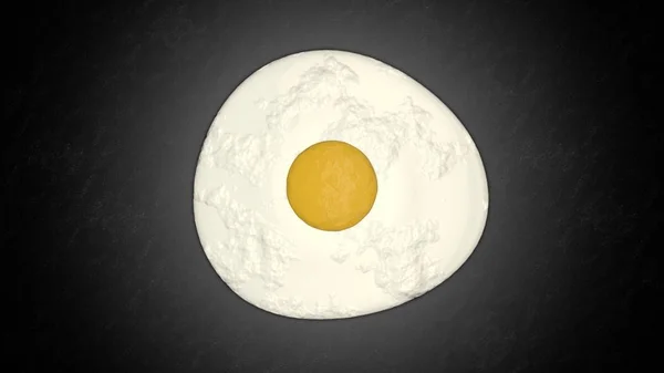 フライパンの鉄板で調理された卵 ストック画像