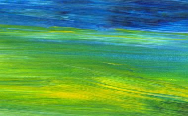 Soyut akrilik resim arka plan, doku, tasarım öğesi olarak kullanmak için. Modern sanat karışık renkler yeşil, mavi, sarı.