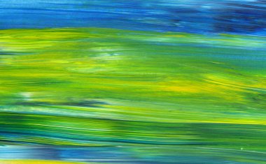 Soyut akrilik resim arka plan, doku, tasarım öğesi olarak kullanmak için. Modern sanat karışık renkler yeşil, mavi, sarı.