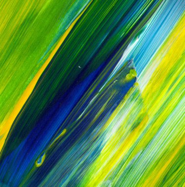 Soyut akrilik resim arka plan, doku, tasarım öğesi olarak kullanmak için. Modern sanat karışık renkler yeşil, mavi, sarı.