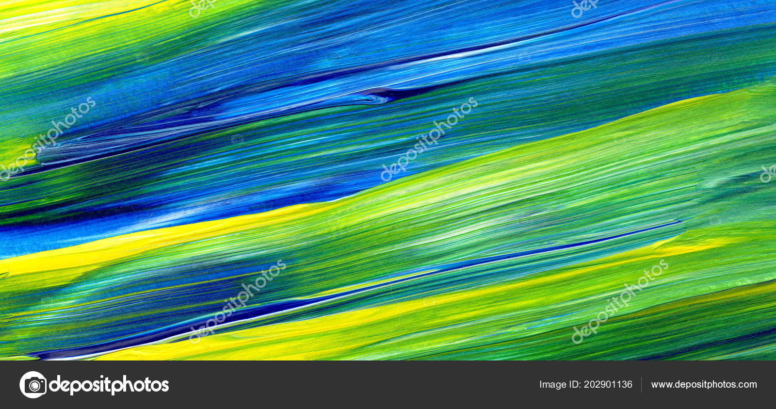 Peinture Acrylique Abstraite Couleurs Mélangées Vert Bleu Jaune Pour