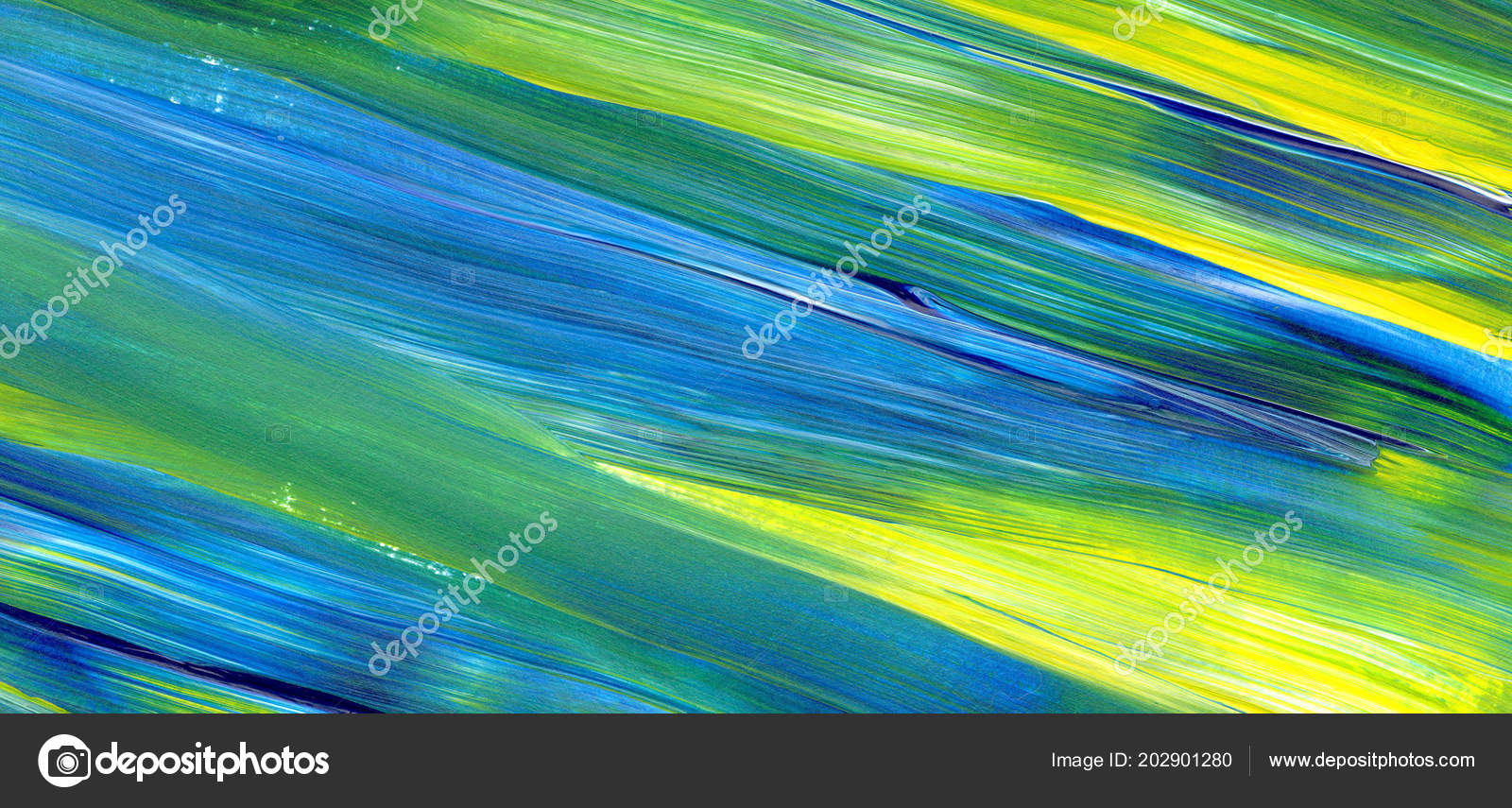 Peinture Acrylique Abstraite Couleurs Mélangées Vert Bleu Jaune Pour