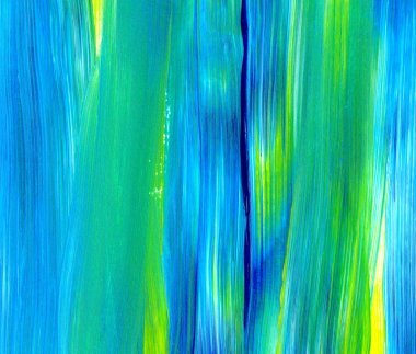 Yeşil, mavi, sarı karışık renklerde soyut akrilik resim. Arka plan, doku, tasarım öğesi olarak kullanmak için. 