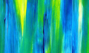 Yeşil, mavi, sarı karışık renklerde soyut akrilik resim. Arka plan, doku, tasarım öğesi olarak kullanmak için. 