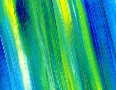 Yeşil, mavi, sarı karışık renklerde soyut akrilik resim. Arka plan, doku, tasarım öğesi olarak kullanmak için. 