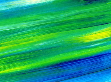 Yeşil, mavi, sarı karışık renklerde soyut akrilik resim. Arka plan, doku, tasarım öğesi olarak kullanmak için. 