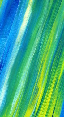 Yeşil, mavi, sarı karışık renklerde soyut akrilik resim. Arka plan, doku, tasarım öğesi olarak kullanmak için. 