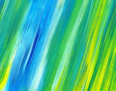 Yeşil, mavi, sarı karışık renklerde soyut akrilik resim. Arka plan, doku, tasarım öğesi olarak kullanmak için. 