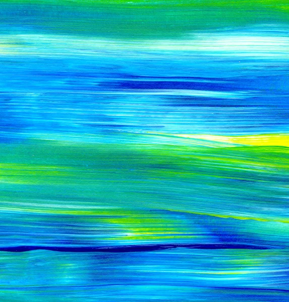 Abstract Acryl Schilderij Gemengde Kleuren Groen Blauw Geel Voor Gebruik — Stockfoto