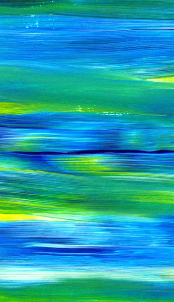 Yeşil, mavi, sarı karışık renklerde soyut akrilik resim. Arka plan, doku, tasarım öğesi olarak kullanmak için. 
