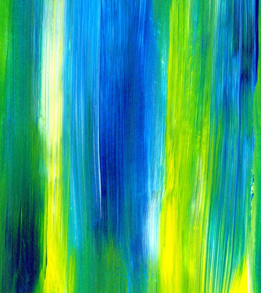 Yeşil, mavi, sarı karışık renklerde soyut akrilik resim. Arka plan, doku, tasarım öğesi olarak kullanmak için. 