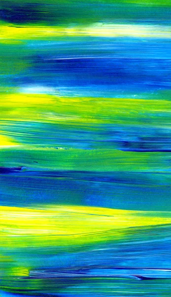 Abstract Acryl Schilderij Gemengde Kleuren Groen Blauw Geel Voor Gebruik — Stockfoto