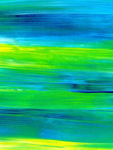 Yeşil, mavi, sarı karışık renklerde soyut akrilik resim. Arka plan, doku, tasarım öğesi olarak kullanmak için. 