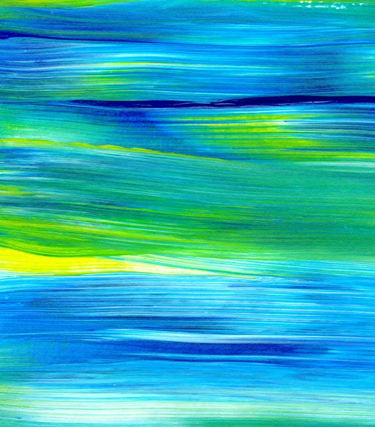 Peinture Acrylique Abstraite Aux Couleurs Mélangées Vert Bleu Jaune Pour — Photo