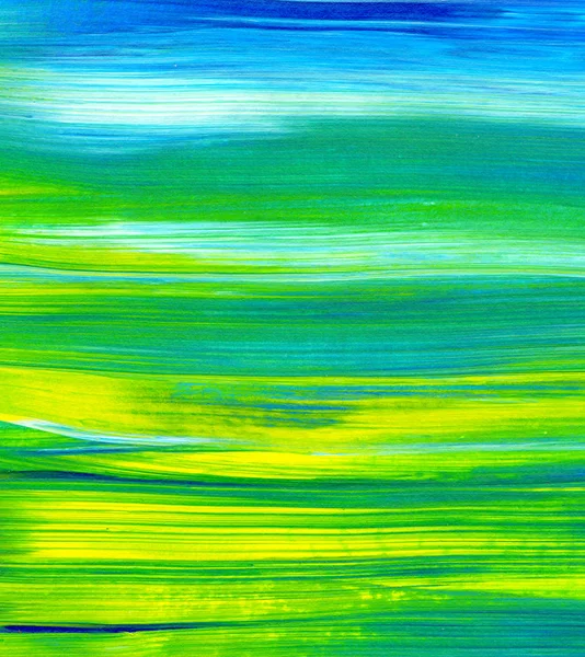 Abstract Acrylic Painting Mixed Colours Green Blue Yellow Use Background — Stock Photo, Image