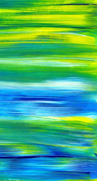Yeşil, mavi, sarı karışık renklerde soyut akrilik resim. Arka plan, doku, tasarım öğesi olarak kullanmak için. 