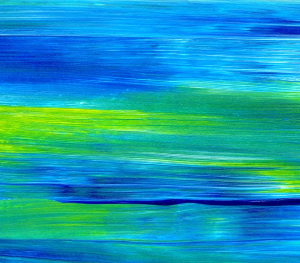 Yeşil, mavi, sarı karışık renklerde soyut akrilik resim. Arka plan, doku, tasarım öğesi olarak kullanmak için. 