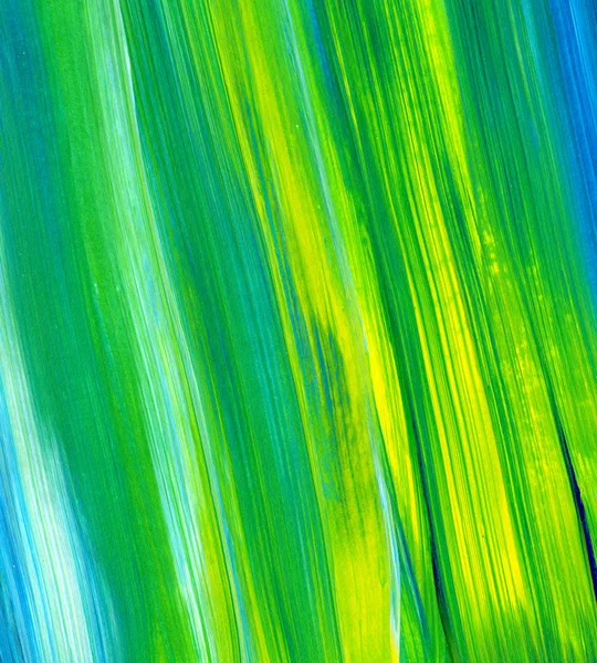 Yeşil, mavi, sarı karışık renklerde soyut akrilik resim. Arka plan, doku, tasarım öğesi olarak kullanmak için. 