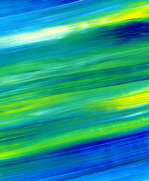 Yeşil, mavi, sarı karışık renklerde soyut akrilik resim. Arka plan, doku, tasarım öğesi olarak kullanmak için. 