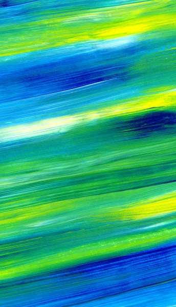 Yeşil, mavi, sarı karışık renklerde soyut akrilik resim. Arka plan, doku, tasarım öğesi olarak kullanmak için. 