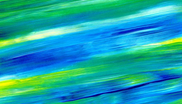 Yeşil, mavi, sarı karışık renklerde soyut akrilik resim. Arka plan, doku, tasarım öğesi olarak kullanmak için. 