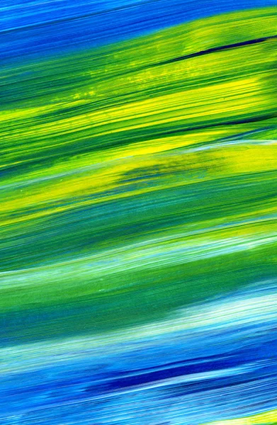 Yeşil, mavi, sarı karışık renklerde soyut akrilik resim. Arka plan, doku, tasarım öğesi olarak kullanmak için. 