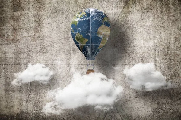 Globe Hot Air Balloon Earth Day Concept Rendering Elements Image — Stock Photo, Image