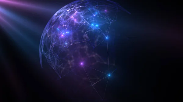Soyut küresel ağ arka plan. Bağlantılı çizgi ve noktalar ile geometrik arka plan. Yapısı molekül ve iletişim. 