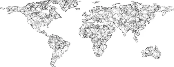 Resumen Digital World Web Map Abstract Telecommunication World Map Aislado — Vector de stock