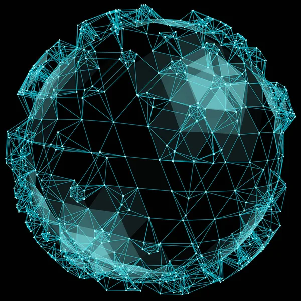 Αφηρημένο Και Σφαιρικό Δικτύου Εικονογράφηση Γεωμετρικό Αφηρημένη Διανυσματικά Εικονογράφηση Συνδεδεμένης — Διανυσματικό Αρχείο