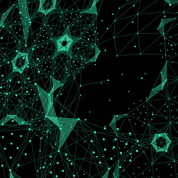 Fondo Geométrico Abstracto Verde Sobre Negro Ilustración Vectorial — Vector de stock