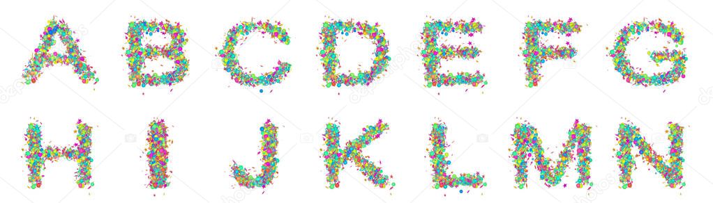 Set of isolated multicolored fun letters. 