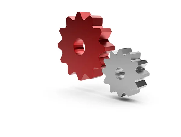Illustration Two Gears Isolated White Background — Stock Photo, Image