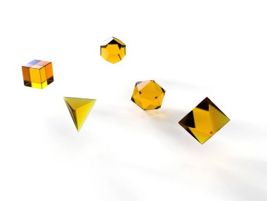 Beyaz arka planda izole sarı öğelerin 3D Illustration