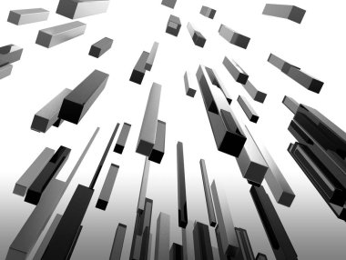 Beyaz arka plan üzerinde koyu dikdörtgenler ile soyut desen