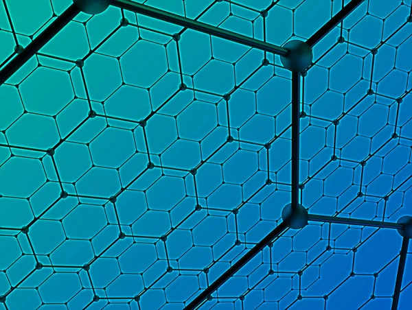 Fond Géométrique Avec Hexagones Bleus — Photo