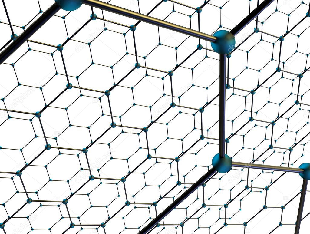 Geometric 3d background with white hexagons