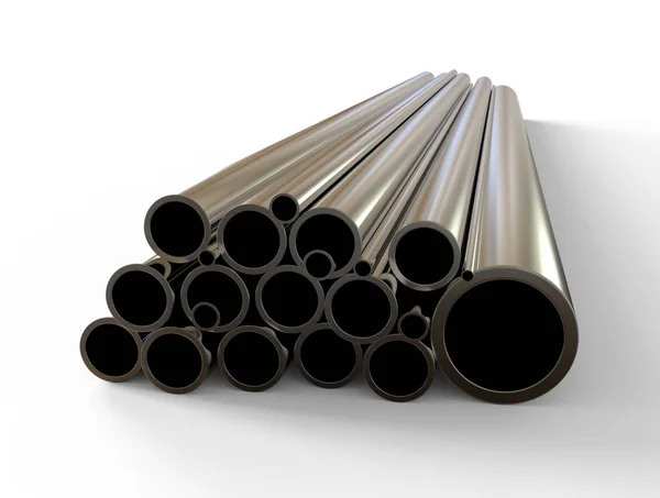 Illustration Stack Metal Pipes White Background — Stock Photo, Image