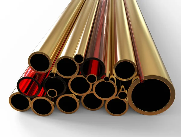 Illustration Stack Metal Pipes White Background — Stock Photo, Image