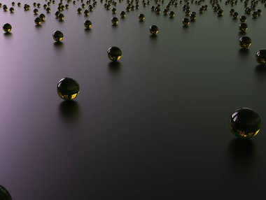 Gri arka planda sarı cam toplar