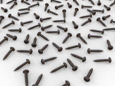 Beyaz arkaplandaki vidaları kapat