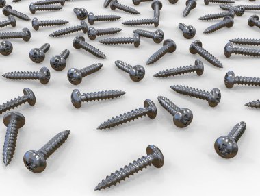 Beyaz arkaplandaki vidaları kapat